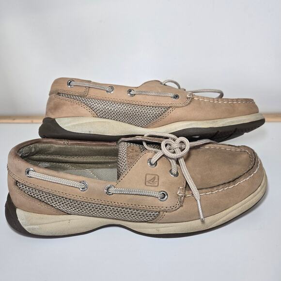 Sperry Top-Sider Womens Intrepid 2 Eye Linen/Mesh Tan Beige Boat Shoes Size 7M - Picture 3 of 9